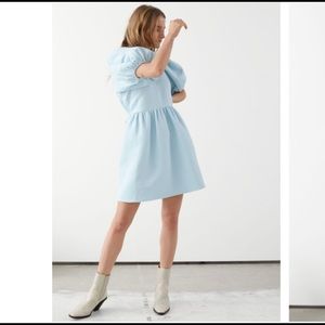 & other stories light blue jacquard puff sleeve dress size S 😍 never worn